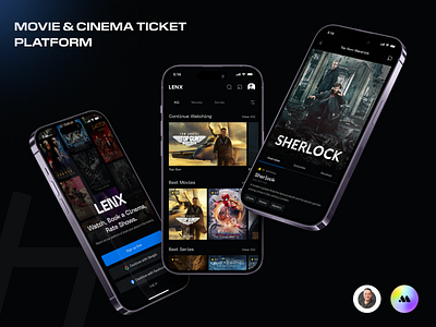 LENX - Movie & Cinema Ticket Platform 3d animation cinema design system graphic design logo microinteractions motion graphics movie research series tickets ui uiux ux