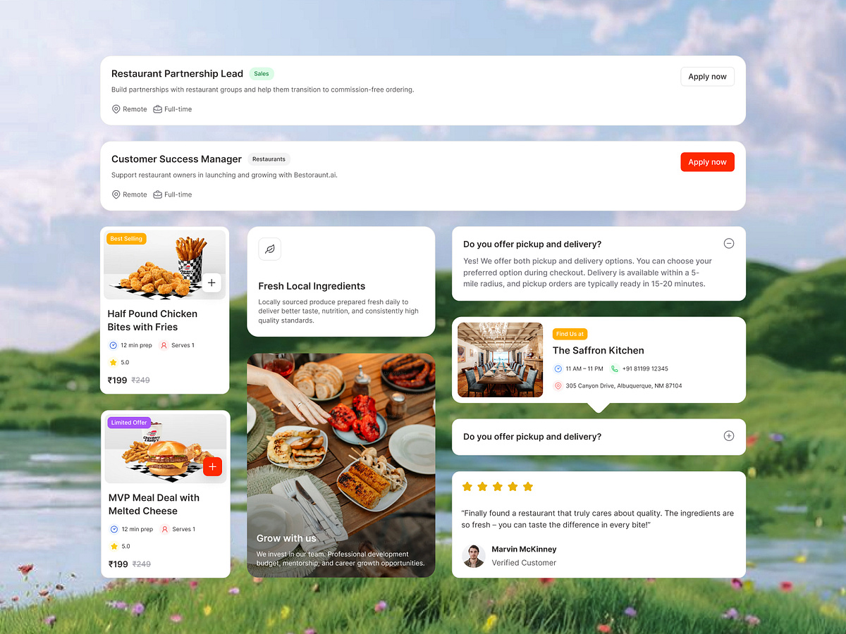 Restaurant Management Dashboard -  Component Card Design Image 0