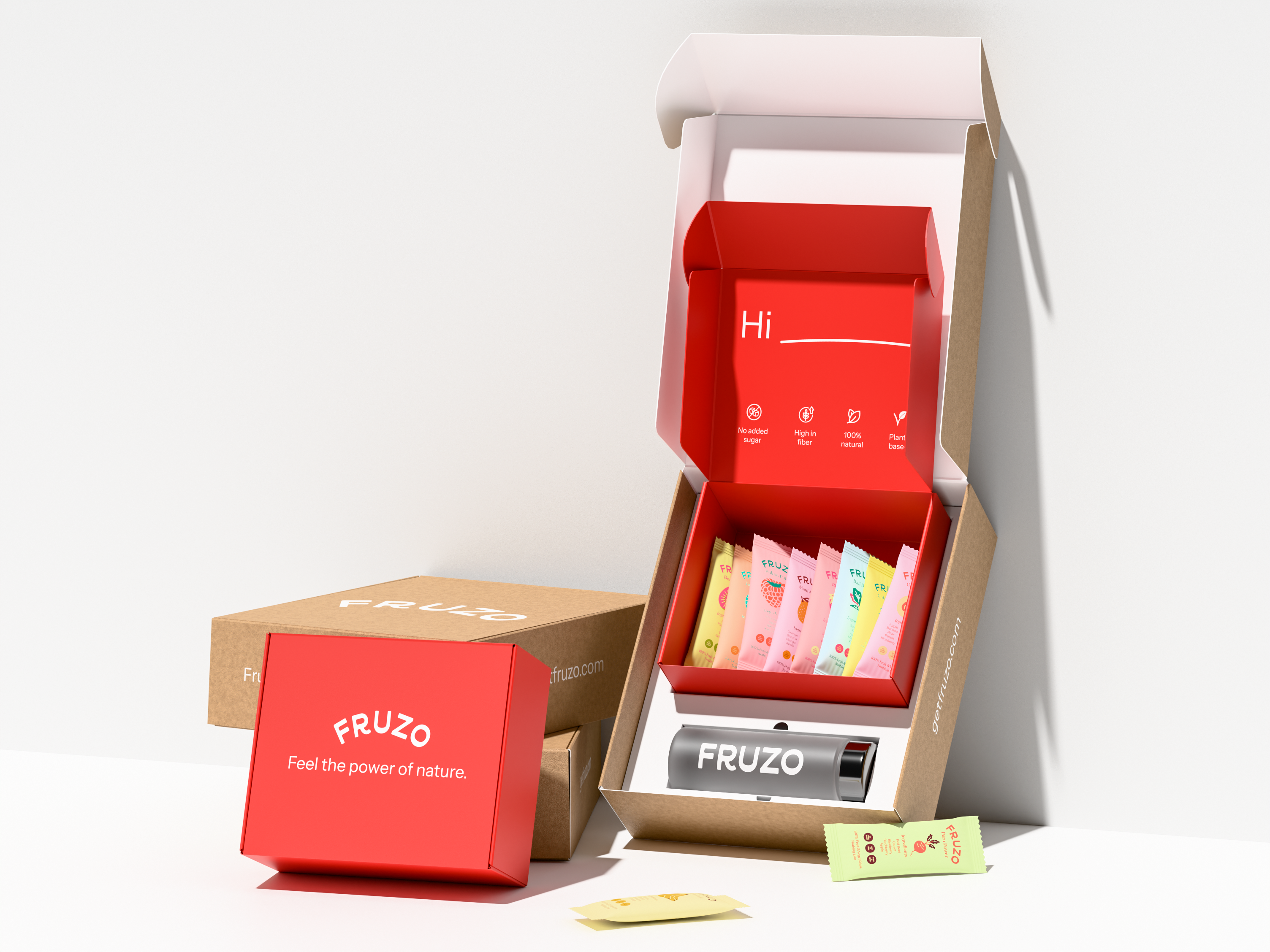 Fruzo 3D Product Visualization & E-commerce Kit Rendering 3d design 3d modeling 3d render 3d rendering bottle drinks drinks and beverages flavours fruits fruzo juice packaging design kit render packaging visualization product visualization sachets smoothie