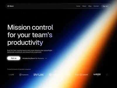 Exploration of light in web design dark mode hero light linear modern product design web design