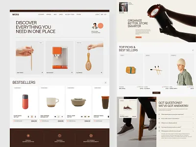 Moss E-commerce Website design dribbble e commerce ecommerce landing page modern online shop platform shopify shoping shopping cart store ui web web design webdesign website