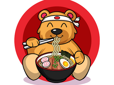 Ramen Bear animals animation art bear branding cartoon character chibi cute design doodle food graphic design illustration japan logo mascot popart ramen vector