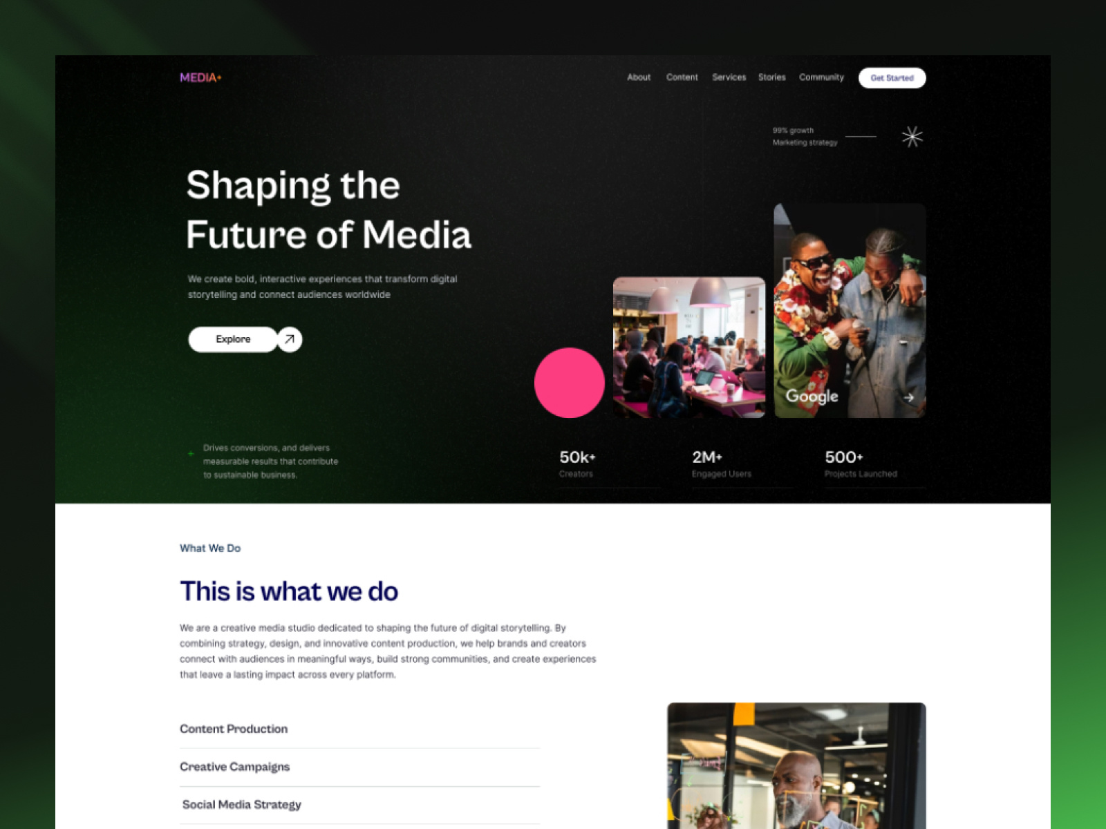 Example of MEDIA+  Creative Media Agency Website