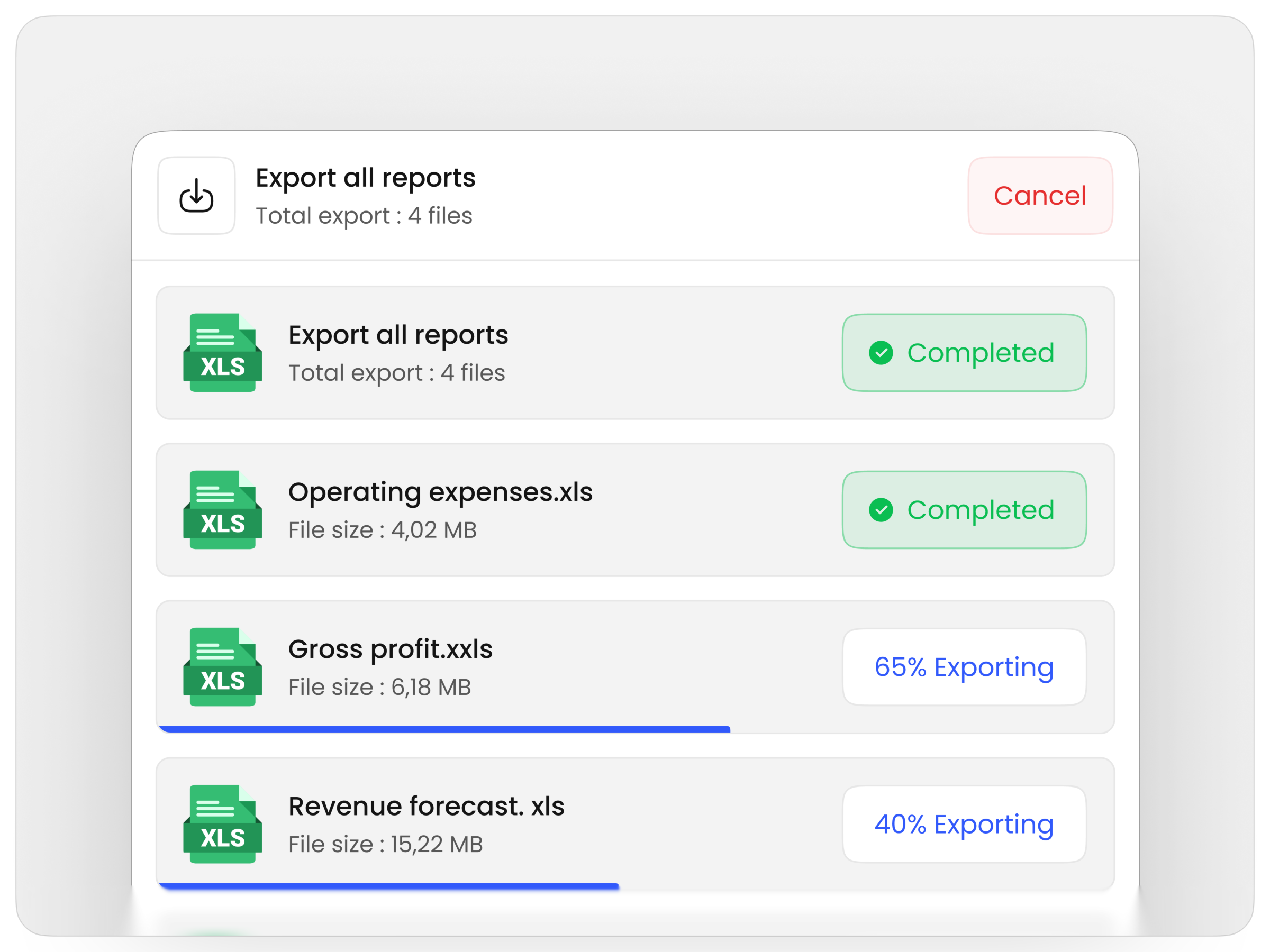 Export Reports Progress UI data export file export interacrtion design modal product progress ui saas dashboard ui design ux design web