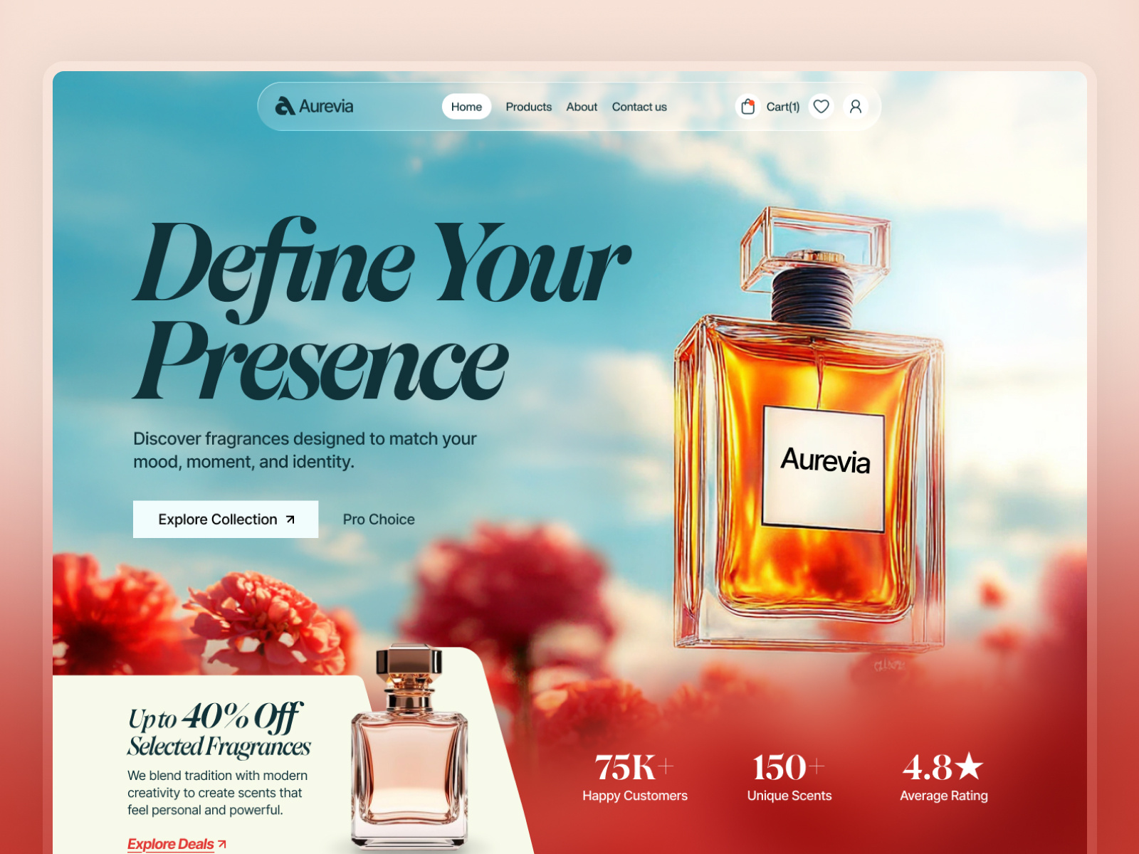Aurevia - Luxury Fragrance, Digitally Refined Website Design branding development fragnance graphic design header shot hero section logo mobile app design mobile responsive perfume perfume landing page shopify techwitpro uiux design web design web landing page website website design wordpress