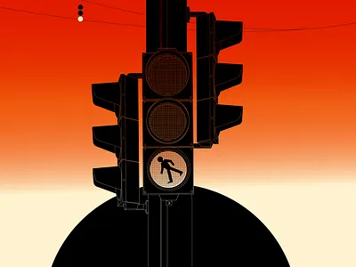Tired traffic light abstract composition conceptual illustration cut out design dual meaning illustration lines minimal monotone philosophical illustration philosphy poster psychology illustration traffic light