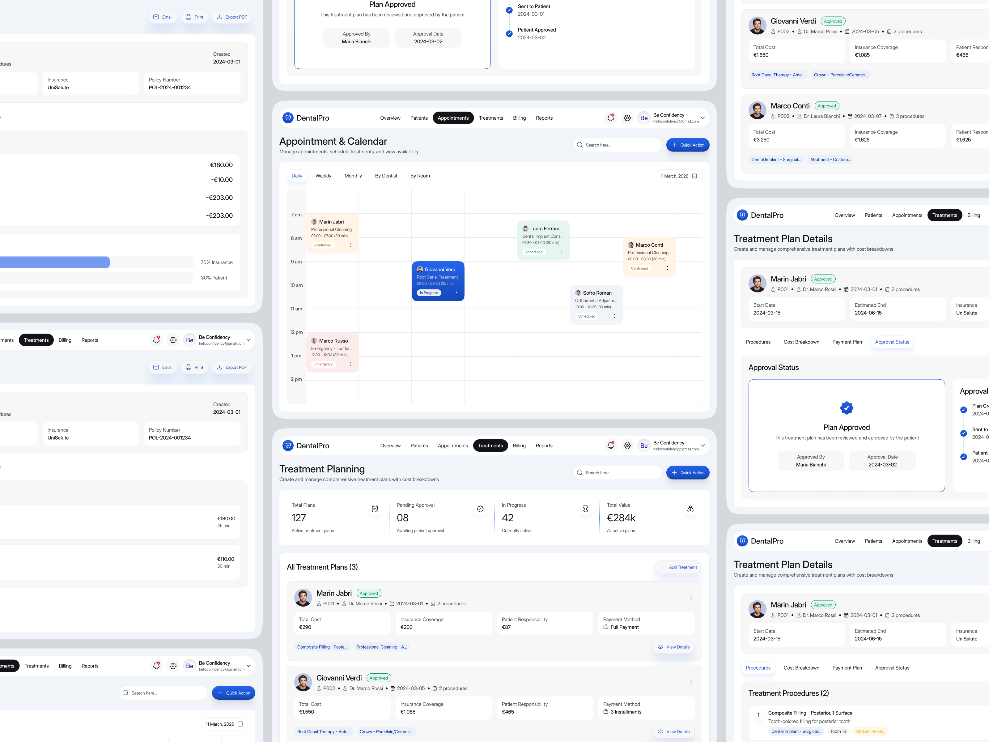 Appointment, Treatment Planning & Patient Management System interface product service startup ui ux web