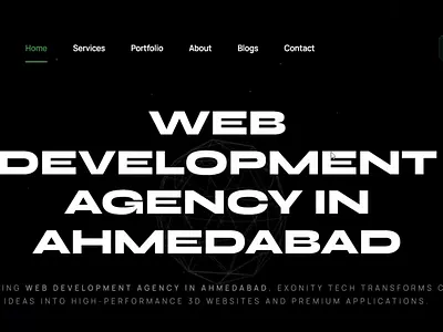 Exonity Tech | Next-Gen Immersive 3D Hero Experience 3d website agency ahmedabad animation creative coding exonity tech god level ui high end ui immersive web india interactive ui nextgen web portfolio premium design surat threejs ui ux web design web development webgl