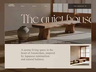 The quiet house | Atelier Kanso | webdesgin animation design furnature interaction interior design parallax typography ui ux webdesign whitespace