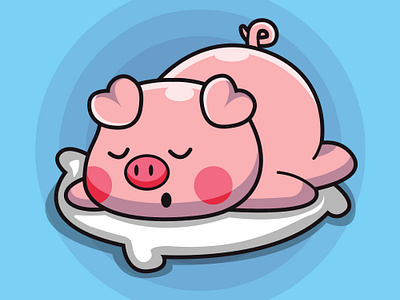 Lazy Sleepy Pig animals animation art blue branding cartoon character chibi cute design doodle graphic design illustration logo mascot pig pink popart sleepy vector
