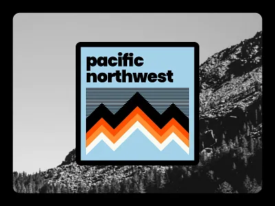 Pacific Northwest 3 badge camping hiking logo mountain nature outdoor retro