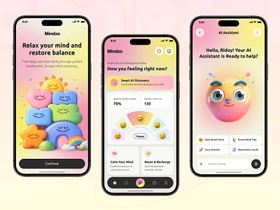 Mindzo Emotion & Mood Tracker App ai ai app app arobix automation ecommerce finance health md azbin islam medical mental mind mood tracker ui ux web wellness yoga