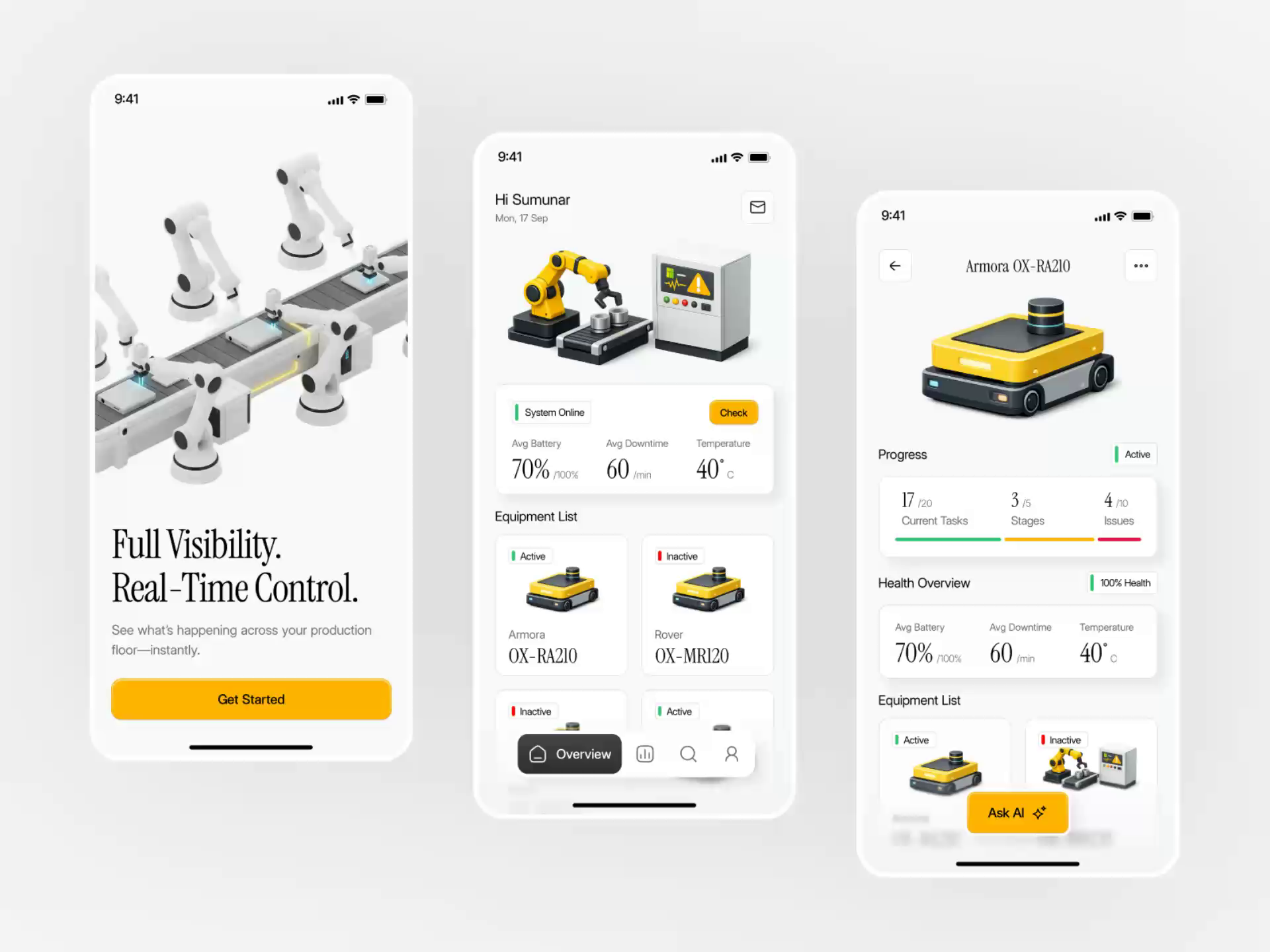 Example of Operix — Industrial IoT Mobile App UI/UX Design