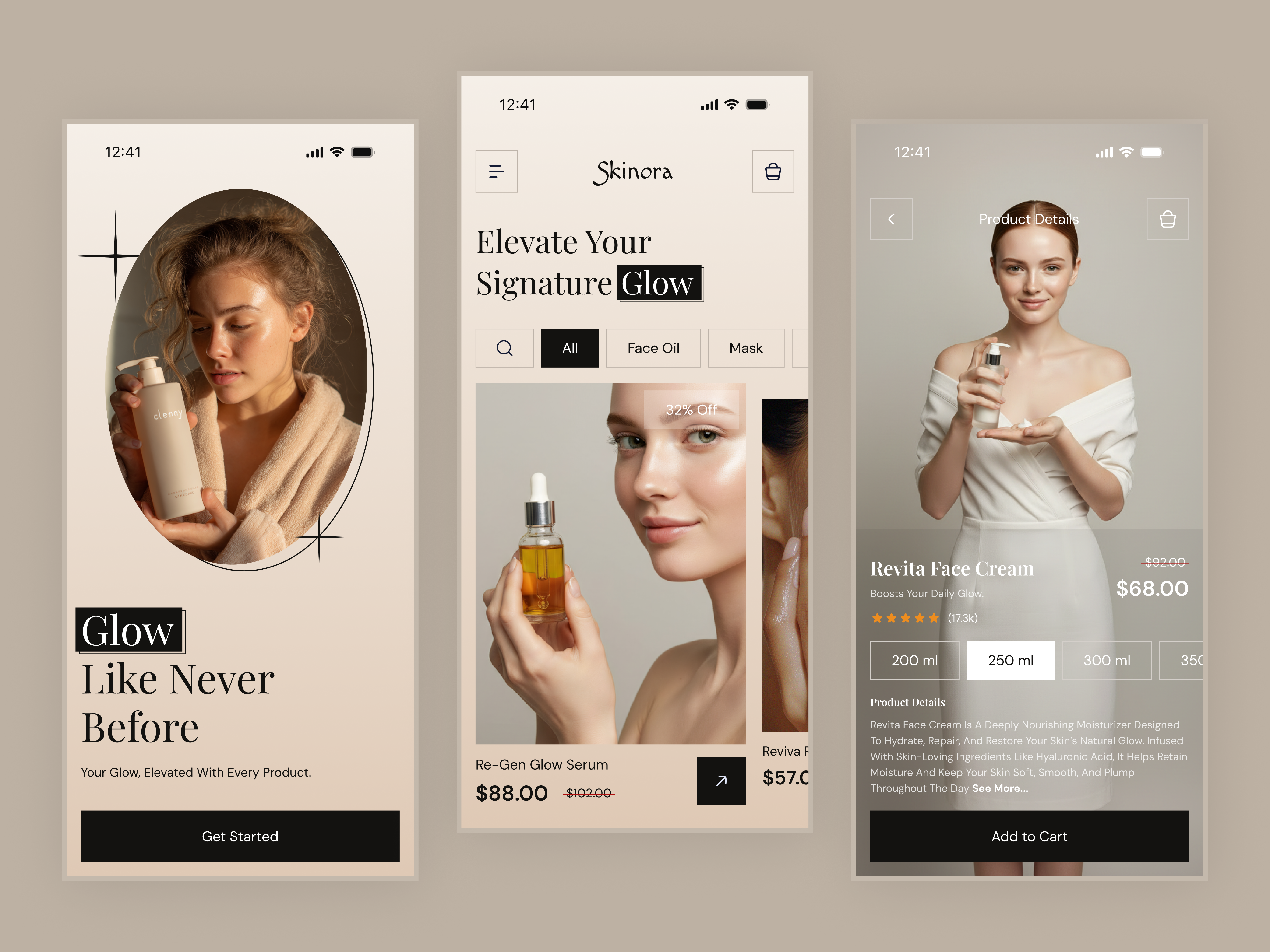 Beauty Products E-commerce Mobile App UI - Skincare & Cosmetics beauty app beauty shopping cosmetics app cosmetics store ecommerce app luxury e commerce app minimal ui mobile app modern ui online store product design shop app shopping app skincare skincare app trending ui ux web app