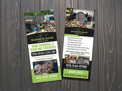 Junk Removal & Hauling Services Door Hanger Design Template advertising design commercial hauling flyer debris removal door hanger door hanger door hanger design door hanger template garage cleanout flyer graphic design hauling door hanger hauling service flyer junk removal advertising junk removal door hanger junk removal print template junk removal template mahfujurrahm535 marketing design print design residential junk removal trash removal template waste management door hanger
