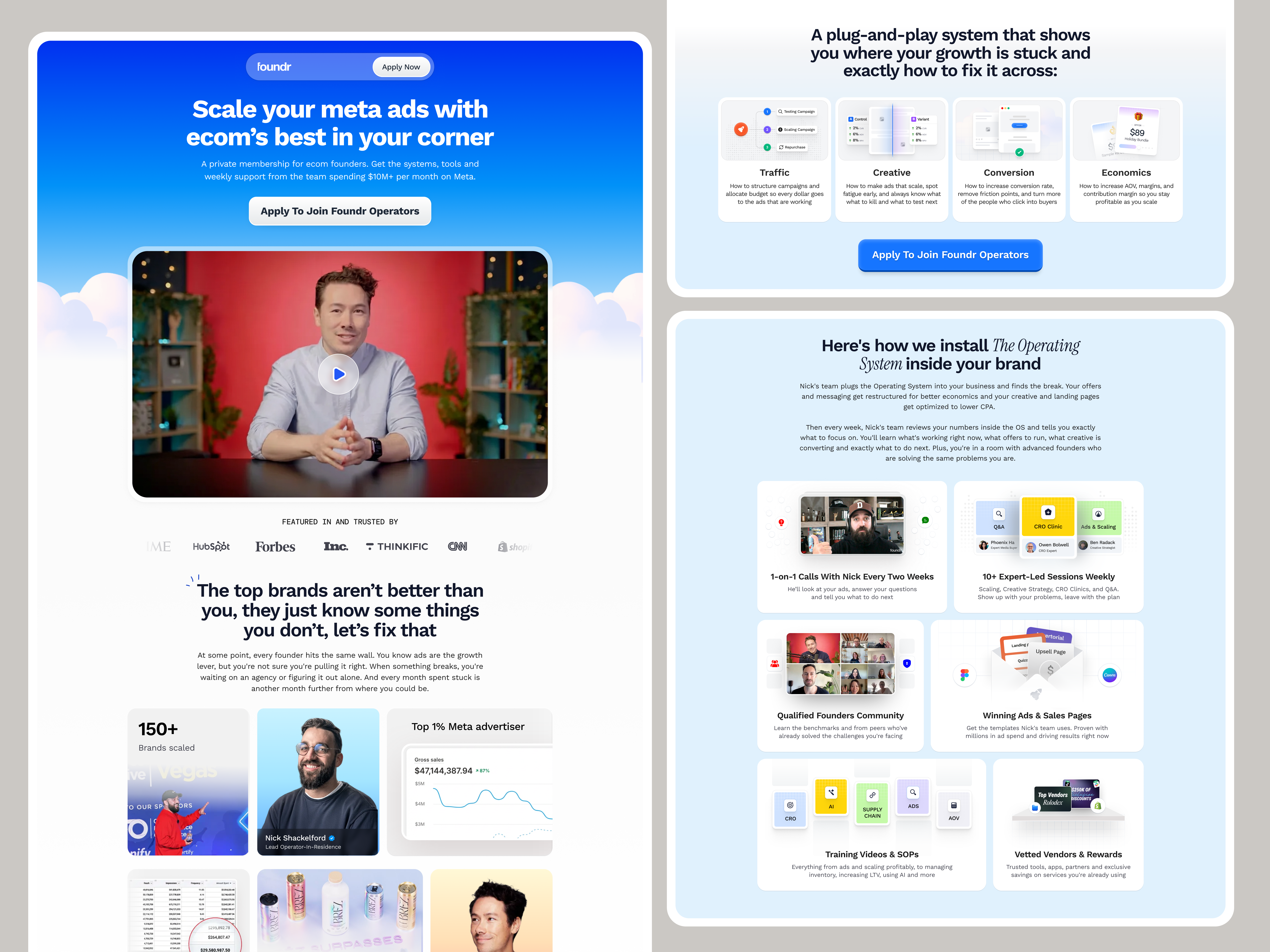 Example of Foundr Operators — Landing Page Design