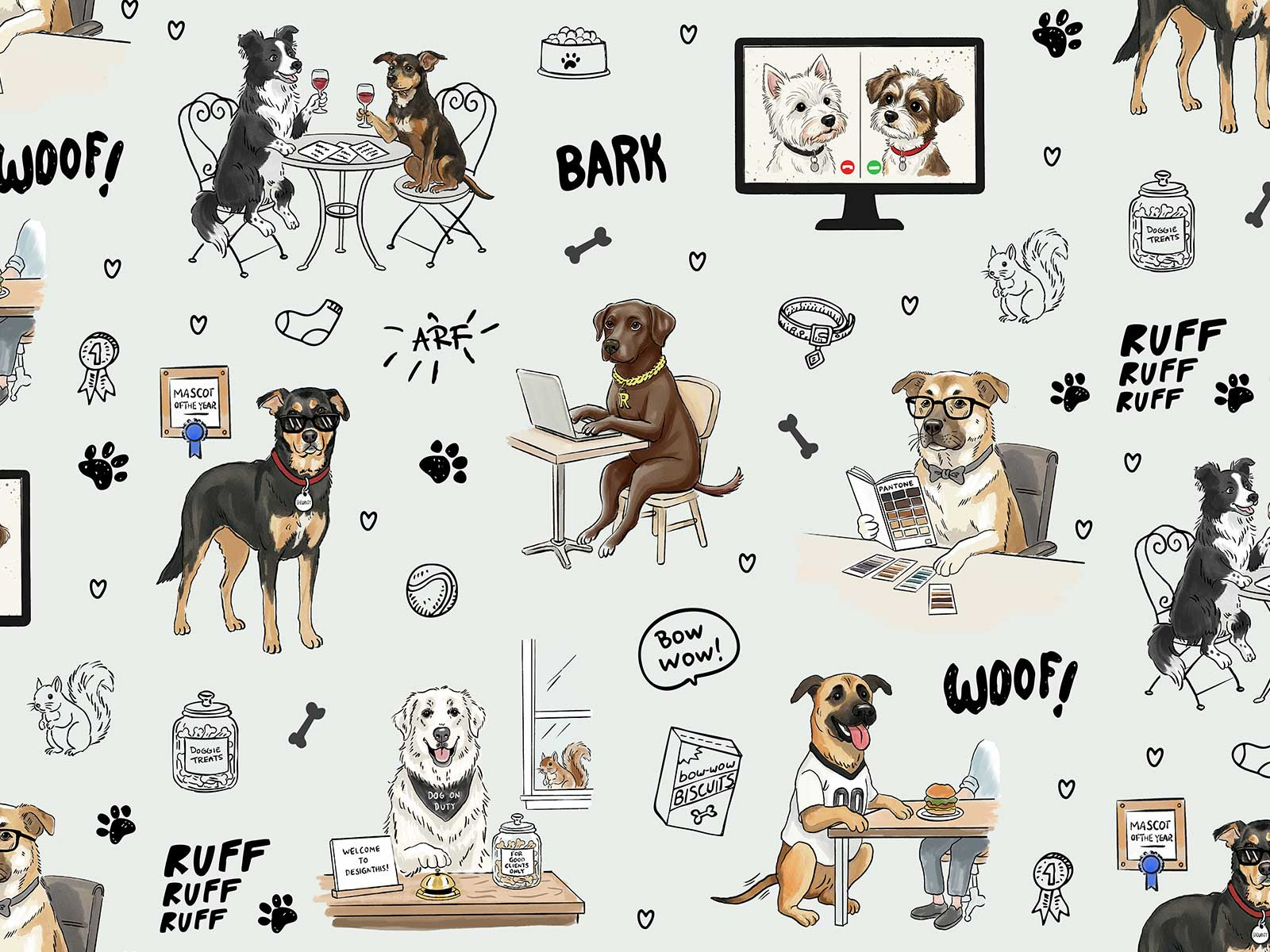 Illustrated Agency Dogs — Illustration & Pattern System