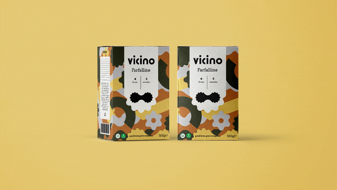 Vicino Pasta Packaging box packaging branding colorful colorful branding family business fun branding label design logo design packaging pasta pasta packaging pasta shop pattern pattern design small business branding visual identity