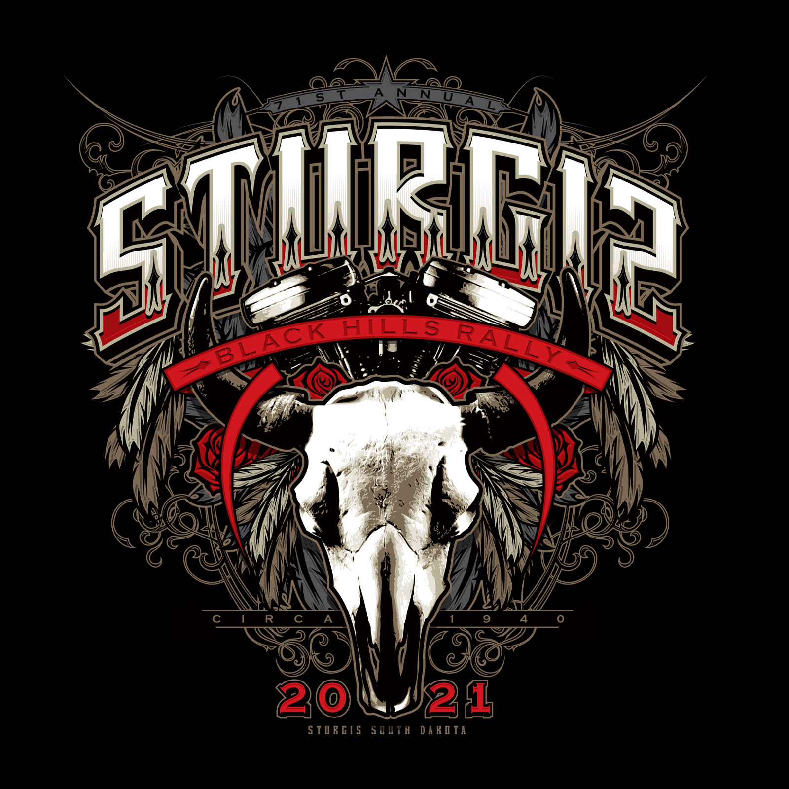 Sturgis Black Hills Rally adobe illustrator adobe photoshop apparel design event apparel festival design graphic design harley davidson illustration merch design motorcycle screen printing sturgis t shirt design typography vector