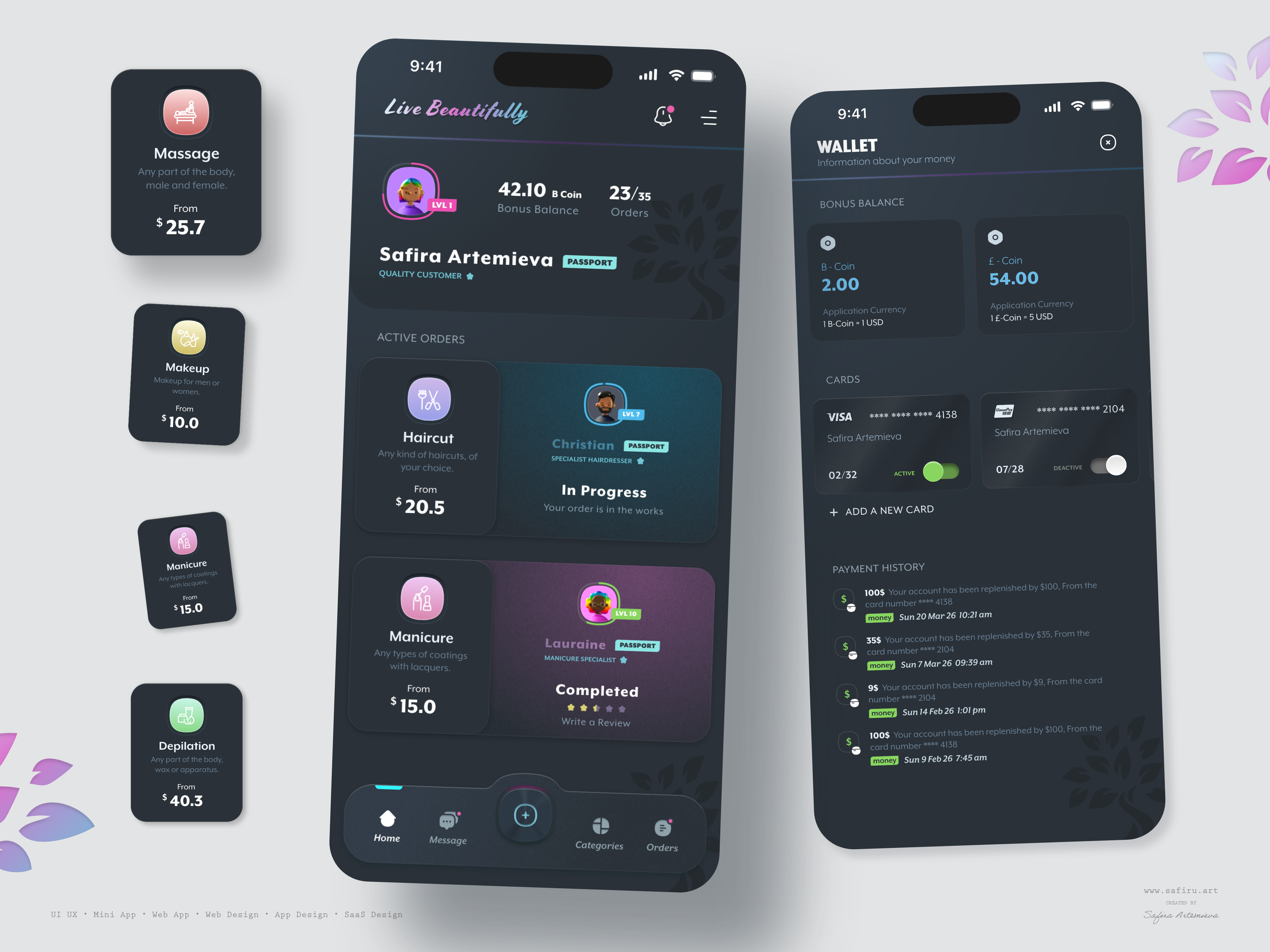 Beauty Salon UI UX Design app design beauty beauty salon makeup manicure mobile design nails ui ui design ux