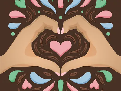 Millennial Love Illustration digital illustration graphic design hands heart illustration love pattern surface designer surface pattern