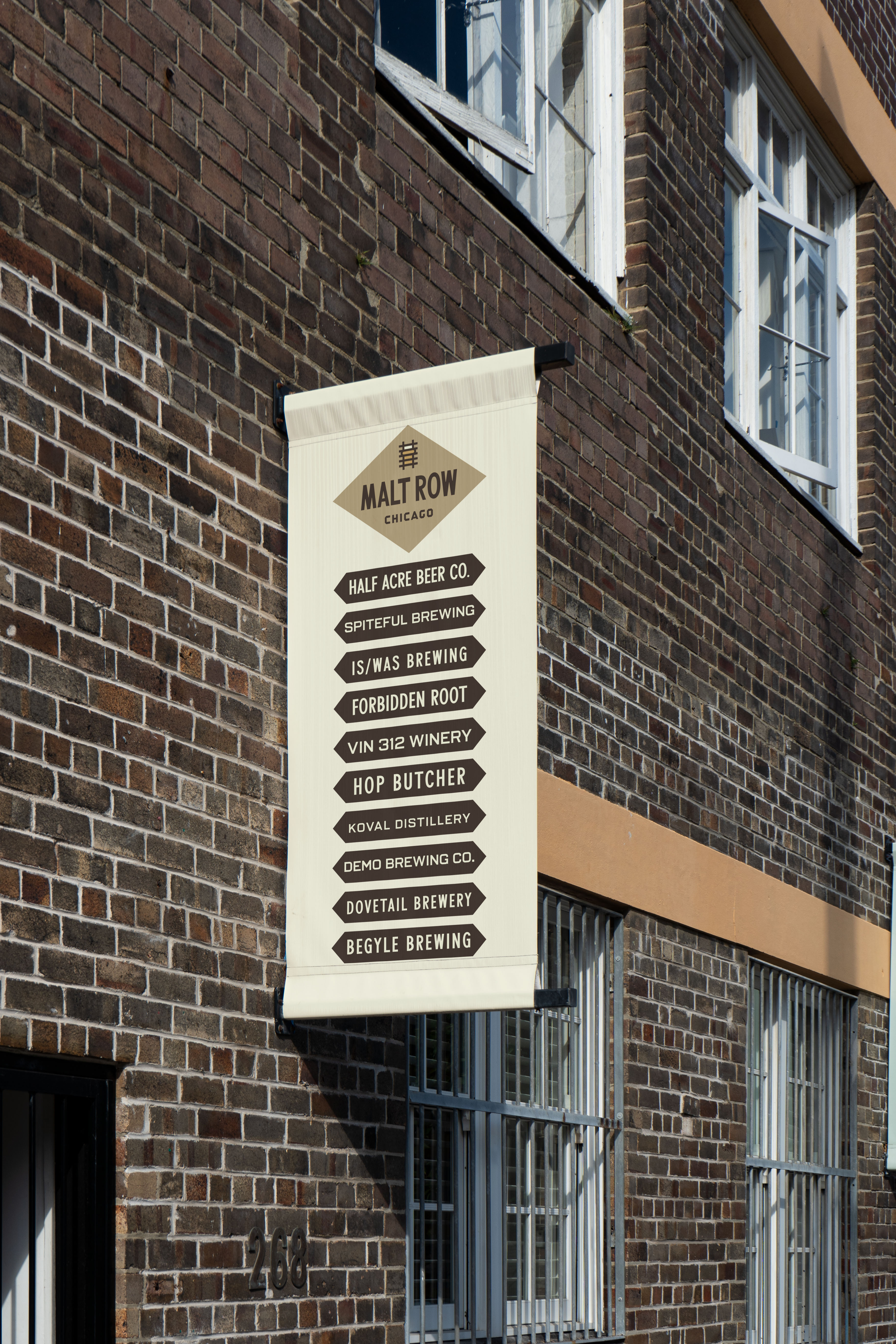 Malt Row Banner badge beer branding brewery brewing chicago design graphic design illustration logo malt malt row rail railroad ravenswood sign signage street sign type typography