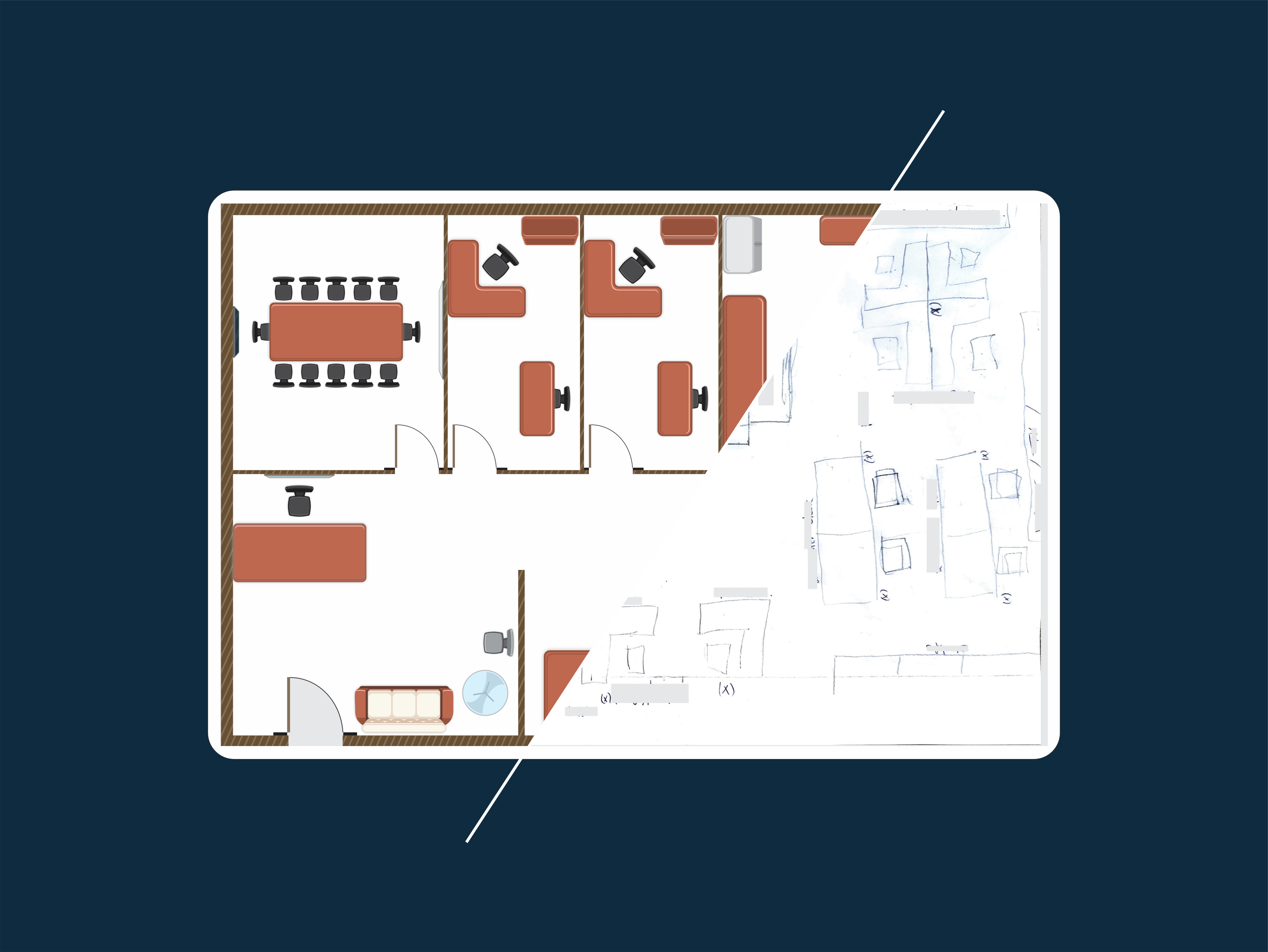 INTERIOR OFFICE PLAN TECHNICAL DRAWING 3d animation illustration technical drawing