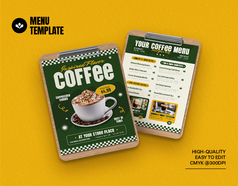 Coffee Menu branding cafe coffee design drink event marketing menu solasome template