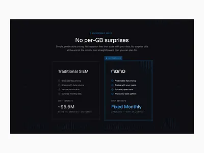Nano — Predictable Pricing ai branding clean ui cybersecurity dark mode dashboard design graphic design illustration morva labs motion graphics nano pricing product design saas ui ui design ui ux web design website
