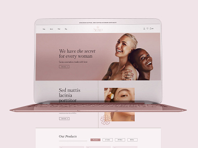 Cosmetic Homepage Design cosmetics e commerce homepage pink serum ui