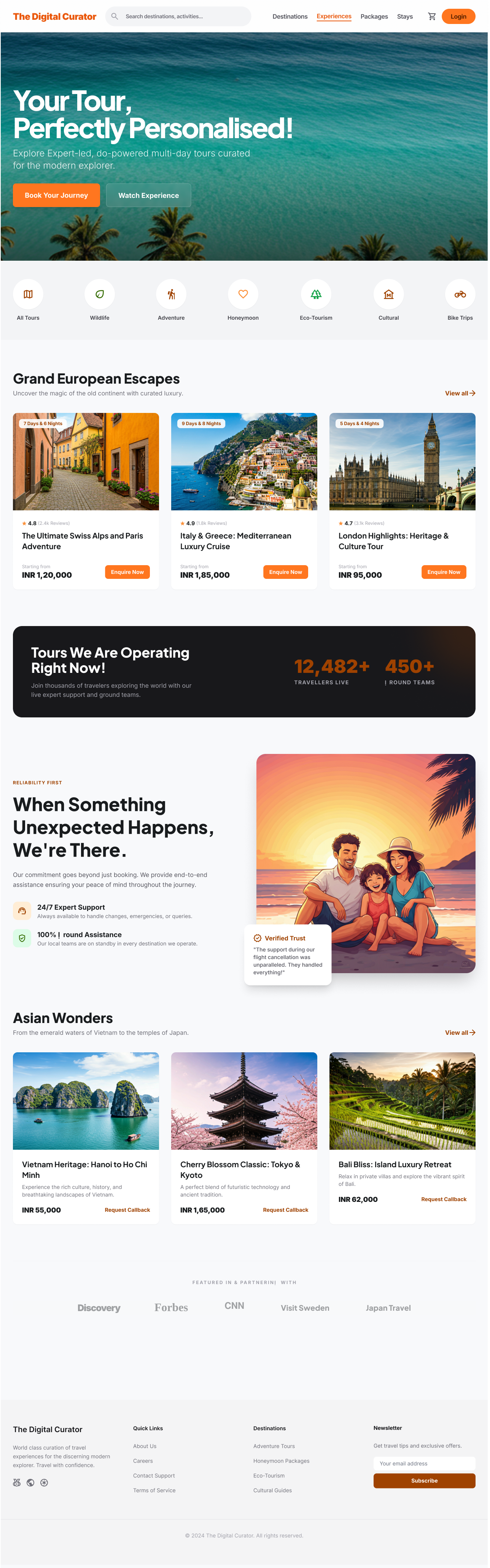 Traveling Website Landing Page flight honeymoon hotel tour tourism travel trends