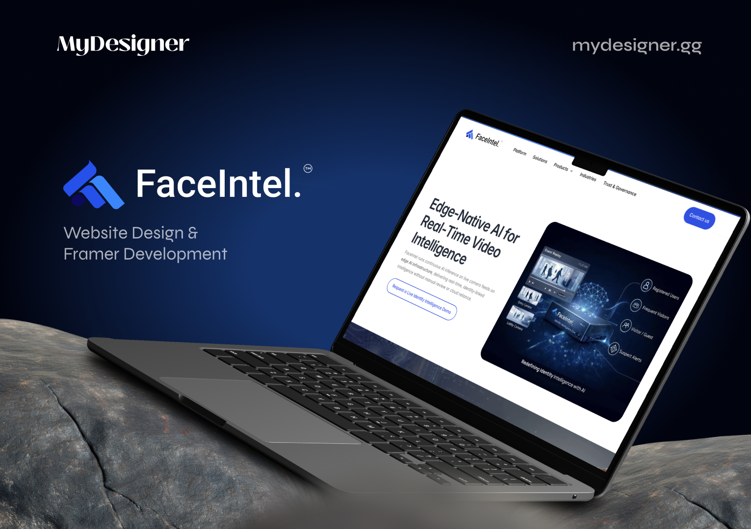 FaceIntel - Edge AI Website Built in Framer for Real-Time Video face recognition framer website realtime web design web development