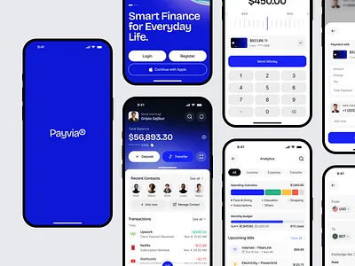 Payvia - Finance Mobile App app interface banking app ui budget tracker clean design crypto app ui design figma uiux finance app fintech ui investment app mobile app design modern ui money management payment app sajibur design trading app ui ui ui design wallet app