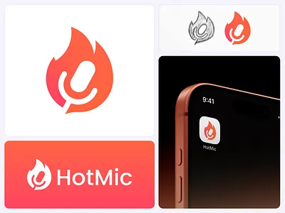 Logo Design for Voice Platform app logo brand identity brand mark business logo creative logo design flame logo logo design logo designer logo mark logodesign logotype microphone minimal logo minimalist logo modern logo saas voice