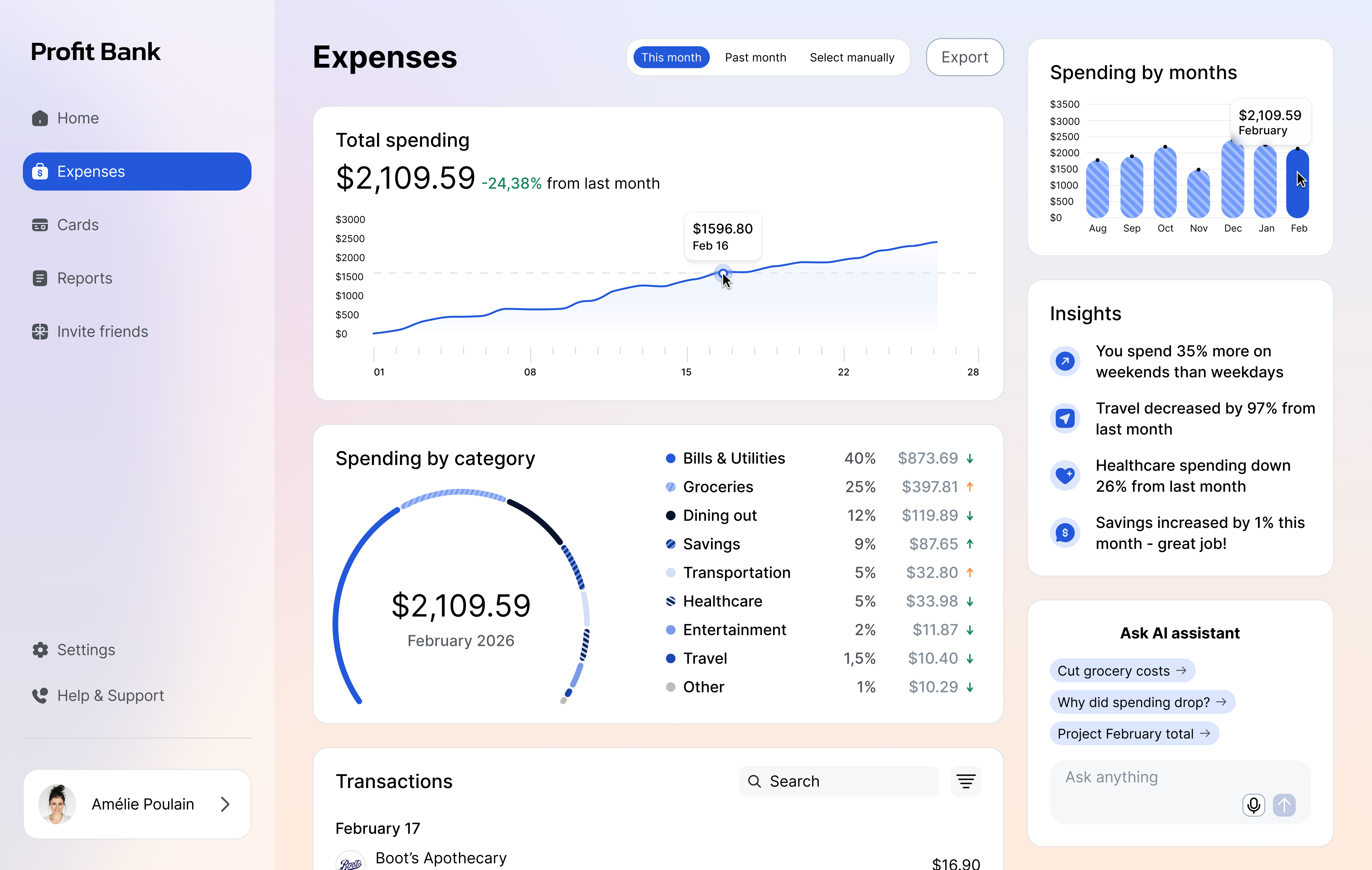 Expenses dashboard bank dashboard data expenses spending ui visualisation
