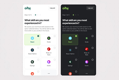 Olby / Talent Network – Sign-up: Step 1 of 3 design mobile responsive ui ux