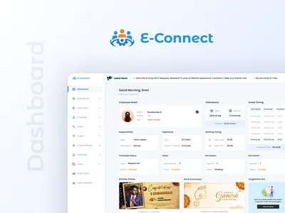 E-Connect Dashboard Design app dashboard design employee figma hr hrms login mobile portal ui user ux visual webapp webdesign website