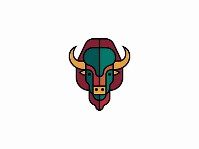 Geometric Bison Logo abstract animal bison branding buffalo bull design geometric horns identity illustration lines logo mark sports symbol vector western wildlife