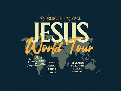 Jesus World Tour - Christian Streetwear T-Shirt band tee christian apparel clothing faith graphic design graphic tee jesus streetwear tour tour merch tshirt tshirtdesign typography world tour tshirt