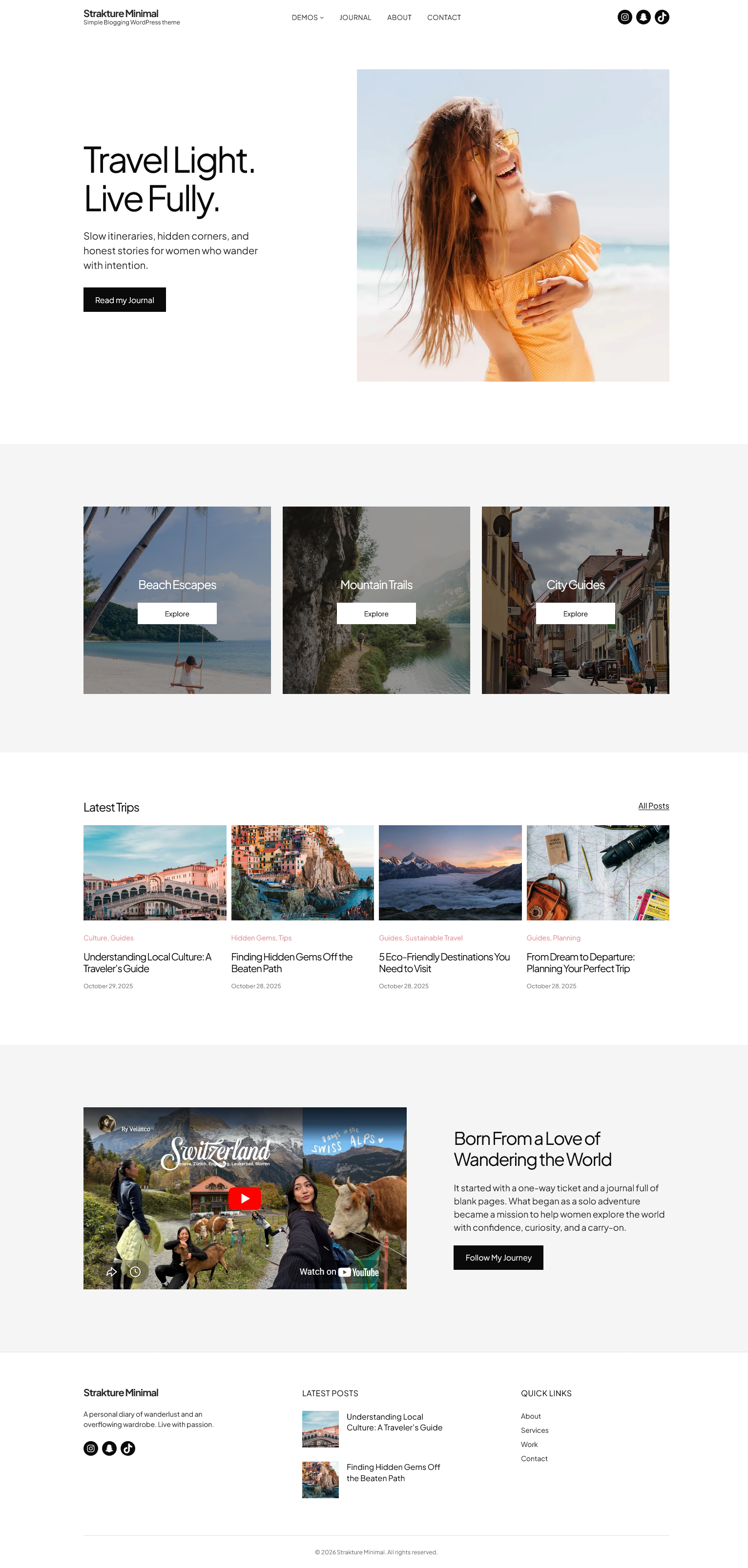 Strakture Minimal clean full site editing minimal simple theme ui wordpress