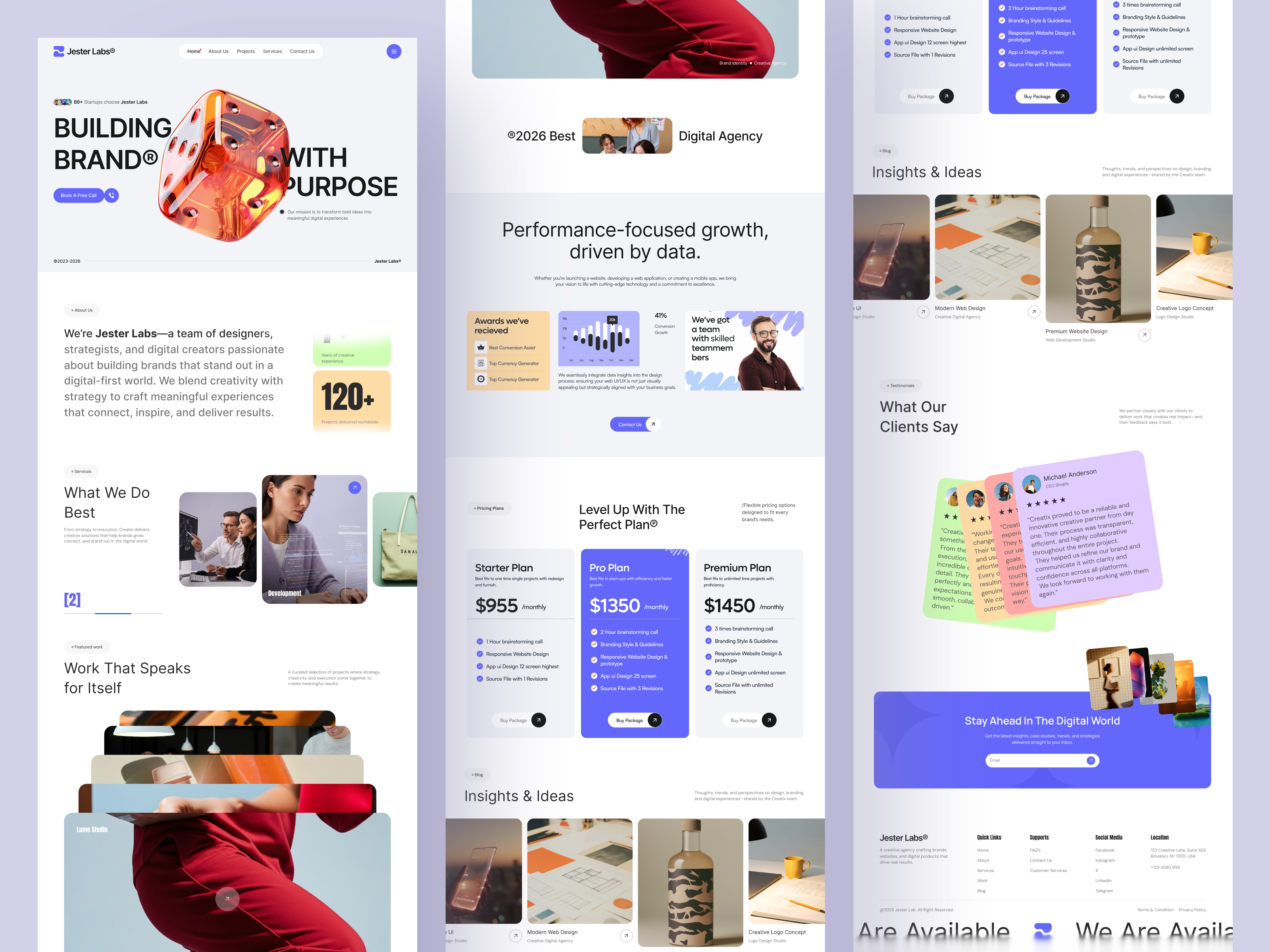Jester Labs- Digital Agency Website Design branding agency company website creative agency digital agency homepage interface landing page minimal design personal portfolio portfolio startup web design website design