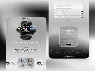 Conicorn - AI Automation Agency Landing Page 3d ai ai agency ai automation artificial intelligence framer gradient hologram holographic homepage landing page neutral no code saas ui user interface visual web web design webflow