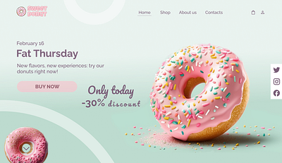 Donut Web Site Design: Landing Page / Home Page UI / DailyUI 003 creative daily dailyui dailyui003 design donut donuts food landing landing page landingpage site ui uiux ux web web design web site webdesign website