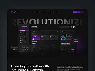 AI Software Landing Page ai ai software artificial intelligence automation b2b clean deep learning enterprise innovation landing page machine learning modern nlp professional saas startup tech ui design web design