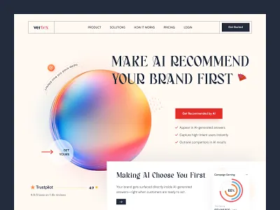 AI-Powered Brand Discovery — Vertex Landing Hero ai design ai website clean ui conversion design figma gradient design hero section interface design landing page marketing website minimal design modern ui saas design startup design typography design ui design uiux ux design web design