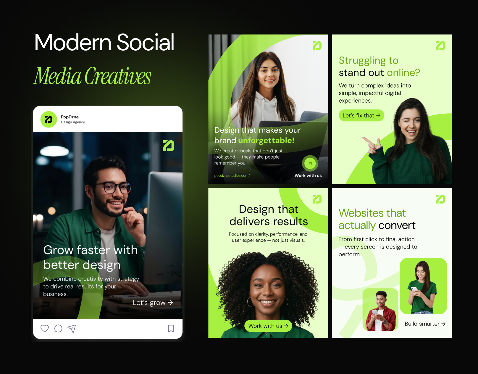 Social Media Campaign Designs | Modern Brand Creatives ad creative bold design brand identity brand visuals content design creative campaign creative direction digital design graphic design instagram design marketing design minimal design modern aesthetic social media design social media post trendy visuals typography ui visuals visual design