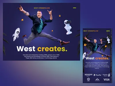 West Stringfellow — Coach & Executive Personal Brand Website 3d elements about page ai coach ai prompts coaching website dark mode gradient border hero section innovation landing page mobile design personal brand purple gradient resource cards responsive design tech executive testimonial section webflow webflow designer webflow developer
