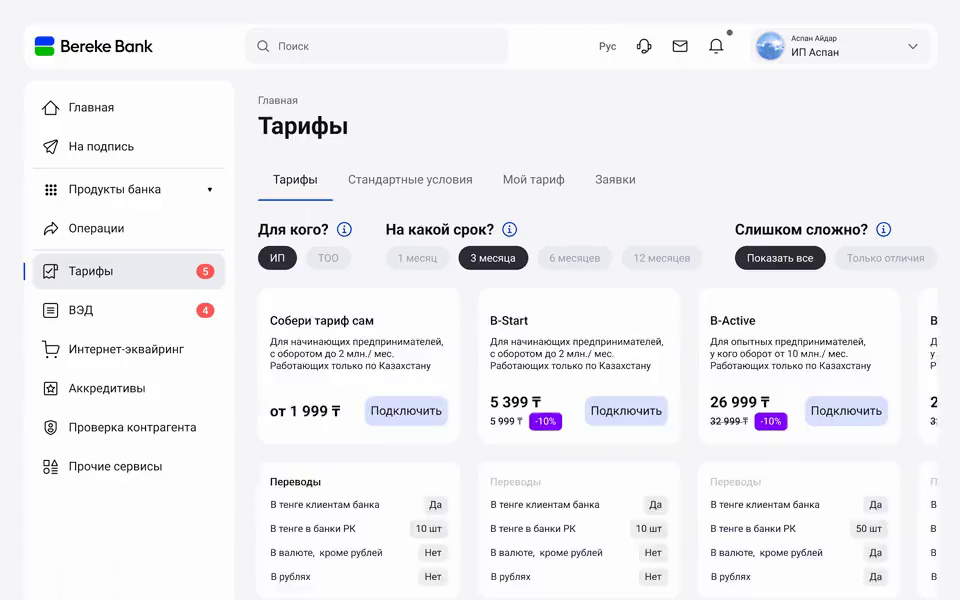 tariff dashboard