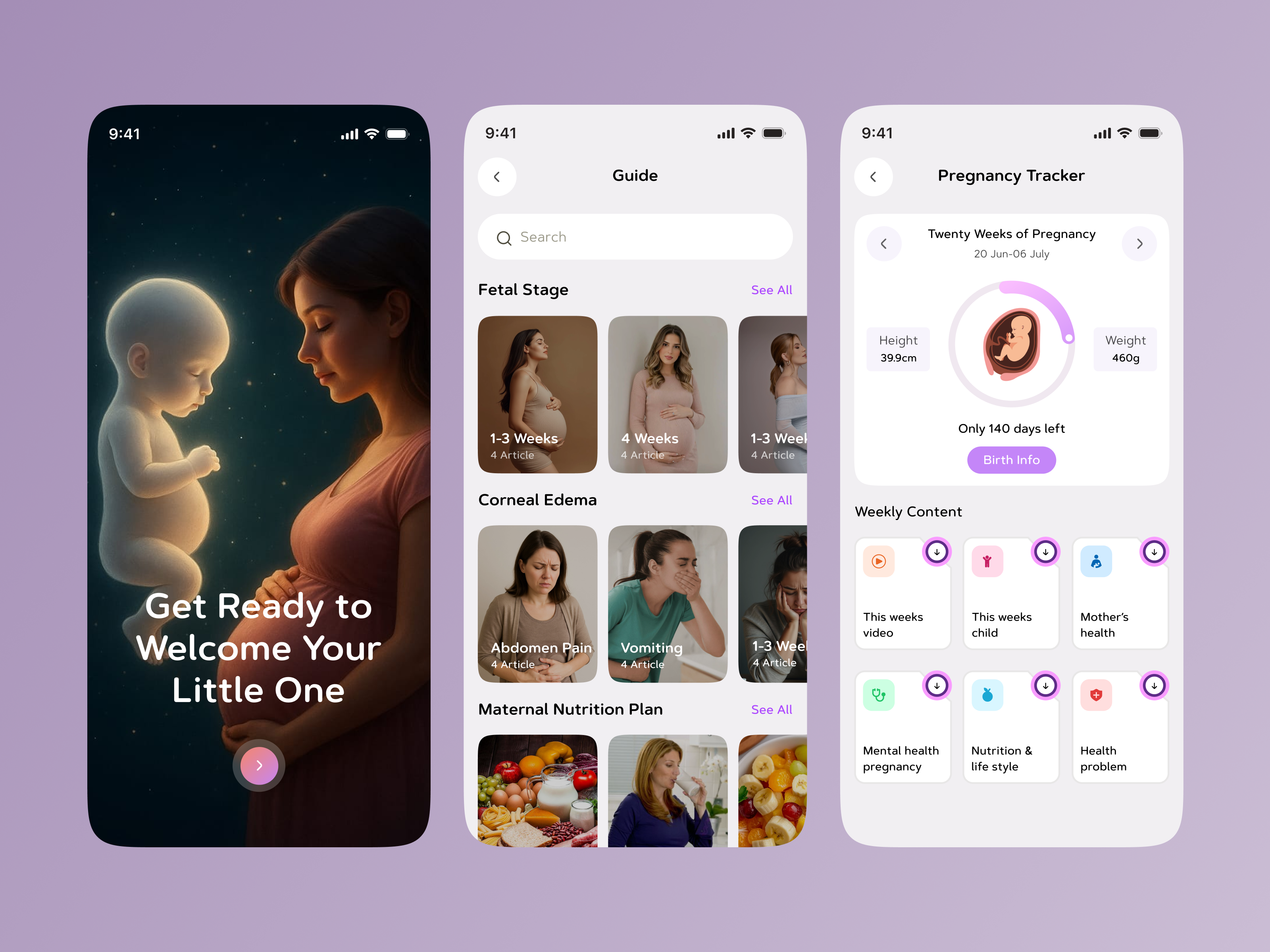 Pregnancy Care App UI – Mother & Baby Journey