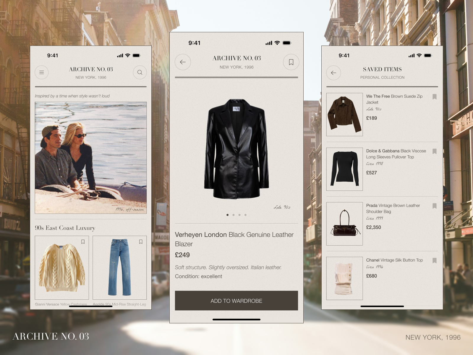 Archive No. 03 — Vintage Fashion App Concept